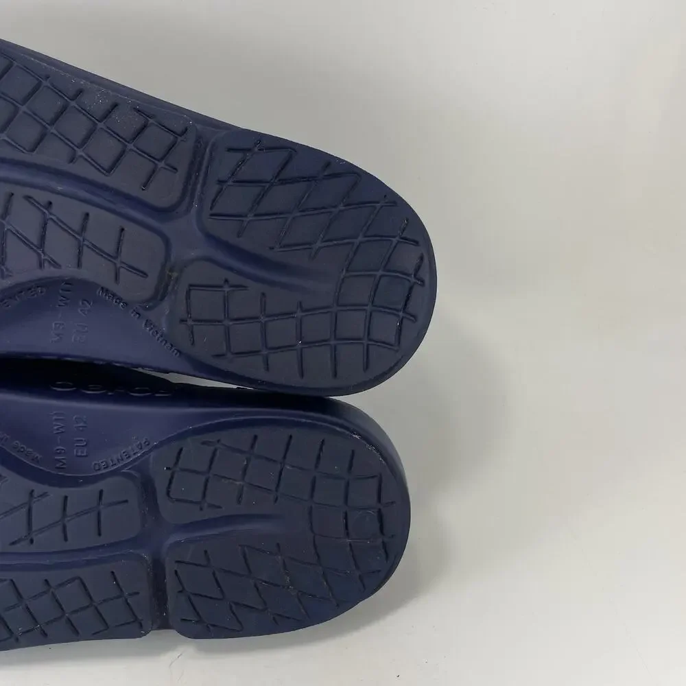 Oofos Ooahh Navy Blue Recovery Sandals Slides Mens Size 9 Comfort Slide Open Toe